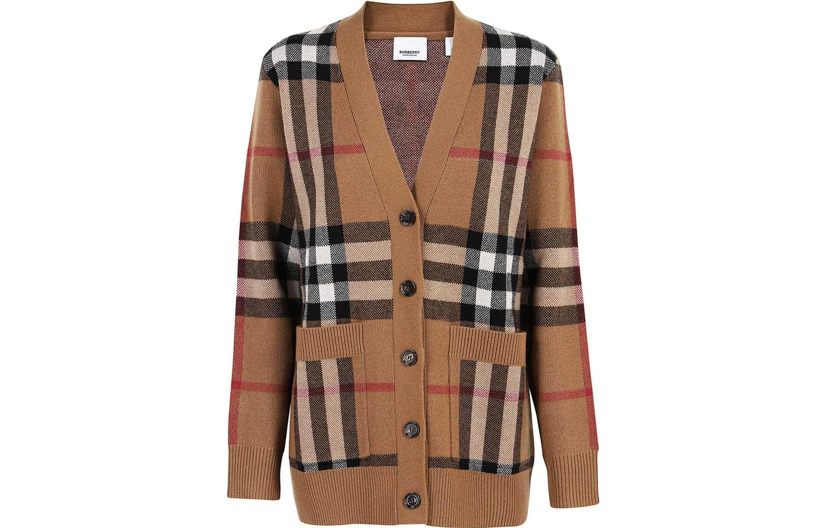 

Кардиган из смеси шерсти и кашемира в клетку Burberry, Birch Brown