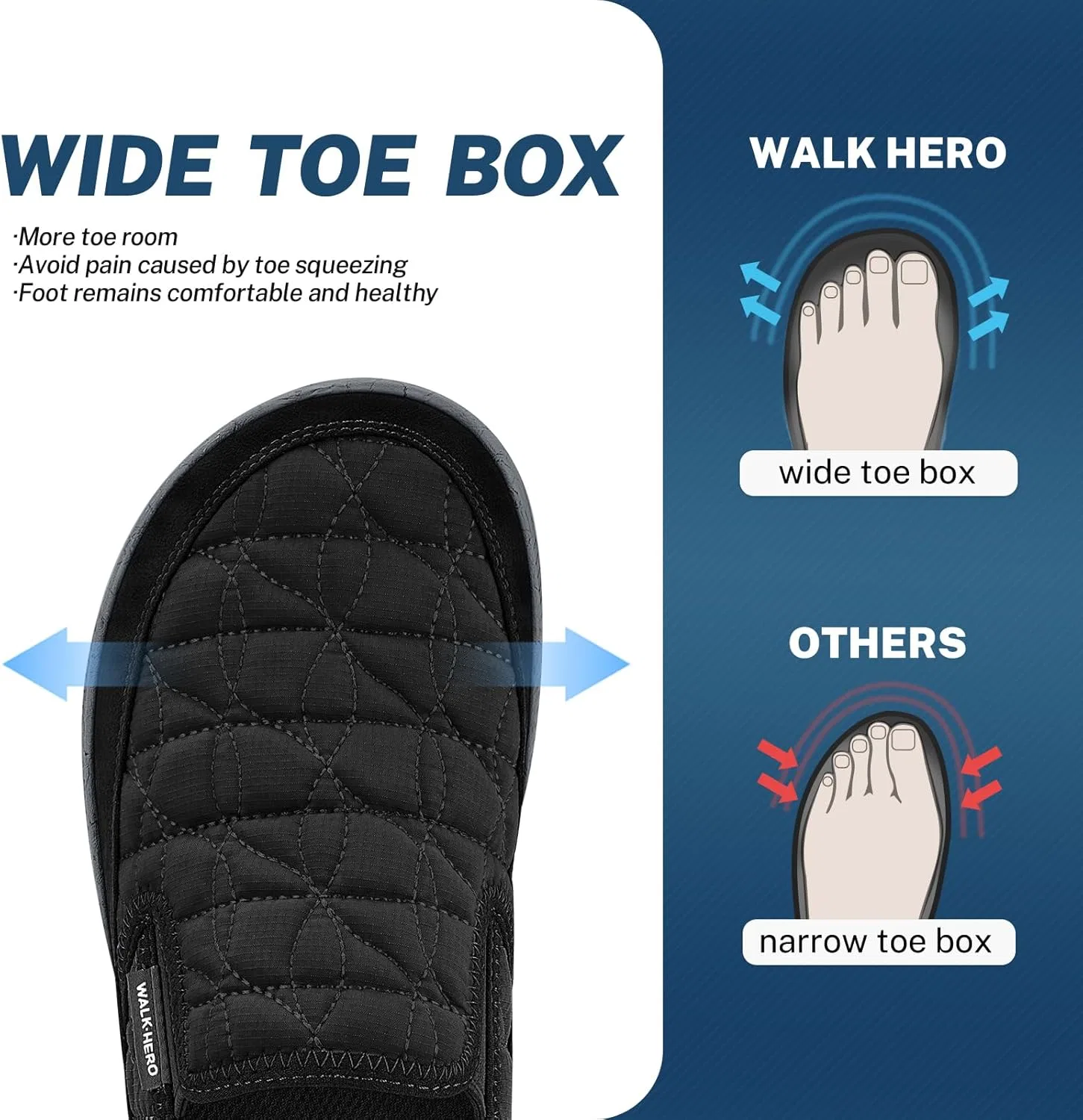 Тапочки с поддержкой свода стопы, черный WALK·HERO COMFORT AND SUPPORT — фото 2