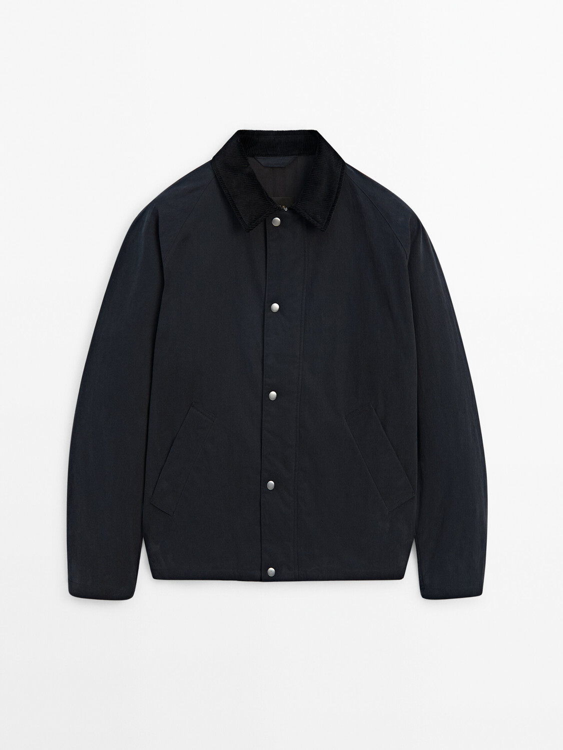 

Хлопковая куртка-бомбер с кнопками Massimo Dutti, синий