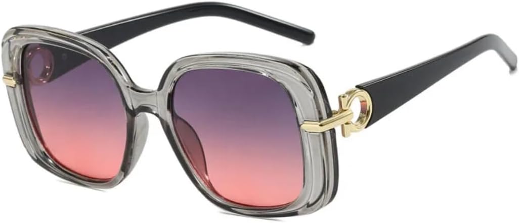 

Винтажные солнцезащитные очки большого размера для женщин и мужчин, роскошные дизайнерские солнцезащитные очки в стиле панк, популярные очки в крупной оправе с защитой от УФ-излучения UV400 SZVVBKK, Gray Gray Pink