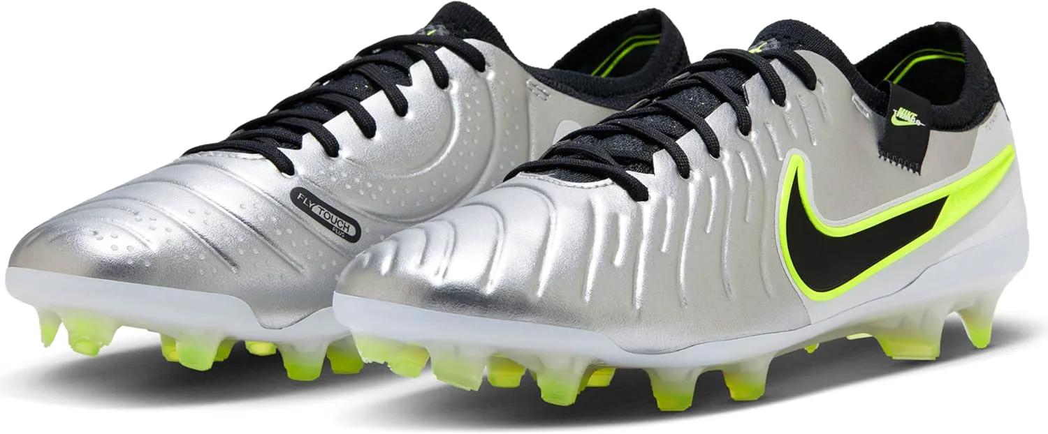 Мужские бутсы Nike Legend 10 Elite FG, металлик серебристый/черный — фото 2
