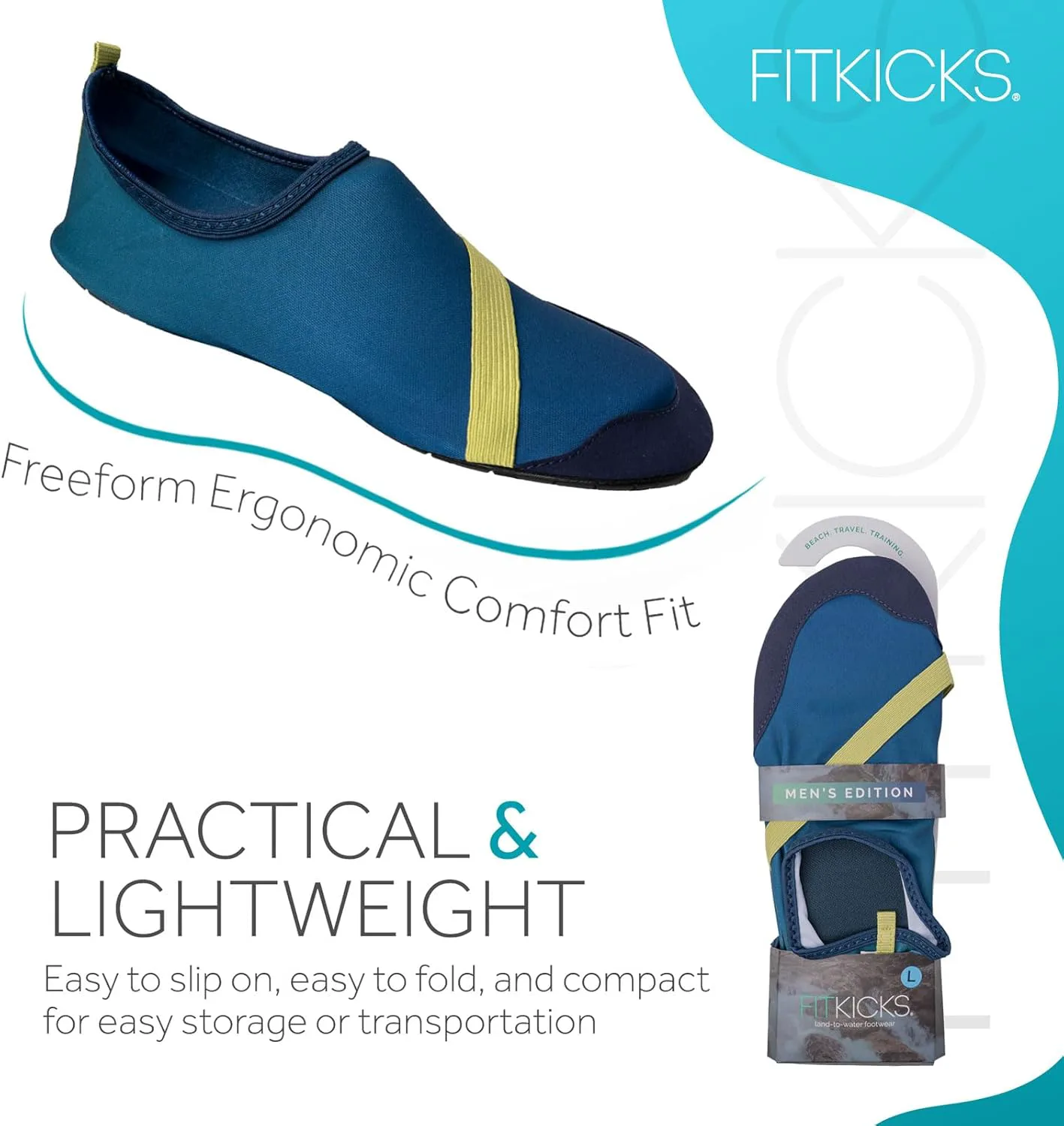 Активная мужская обувь FITKICKS, складывающиеся водные туфли — фото 2