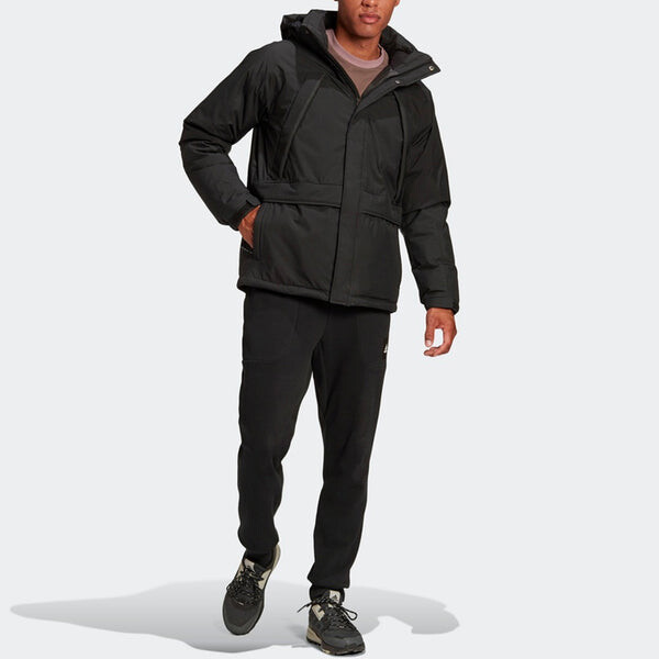 Пуховик adidas Stay Warm Outdoor Sports Zipper hooded down Jacket Black, черный — фото 3
