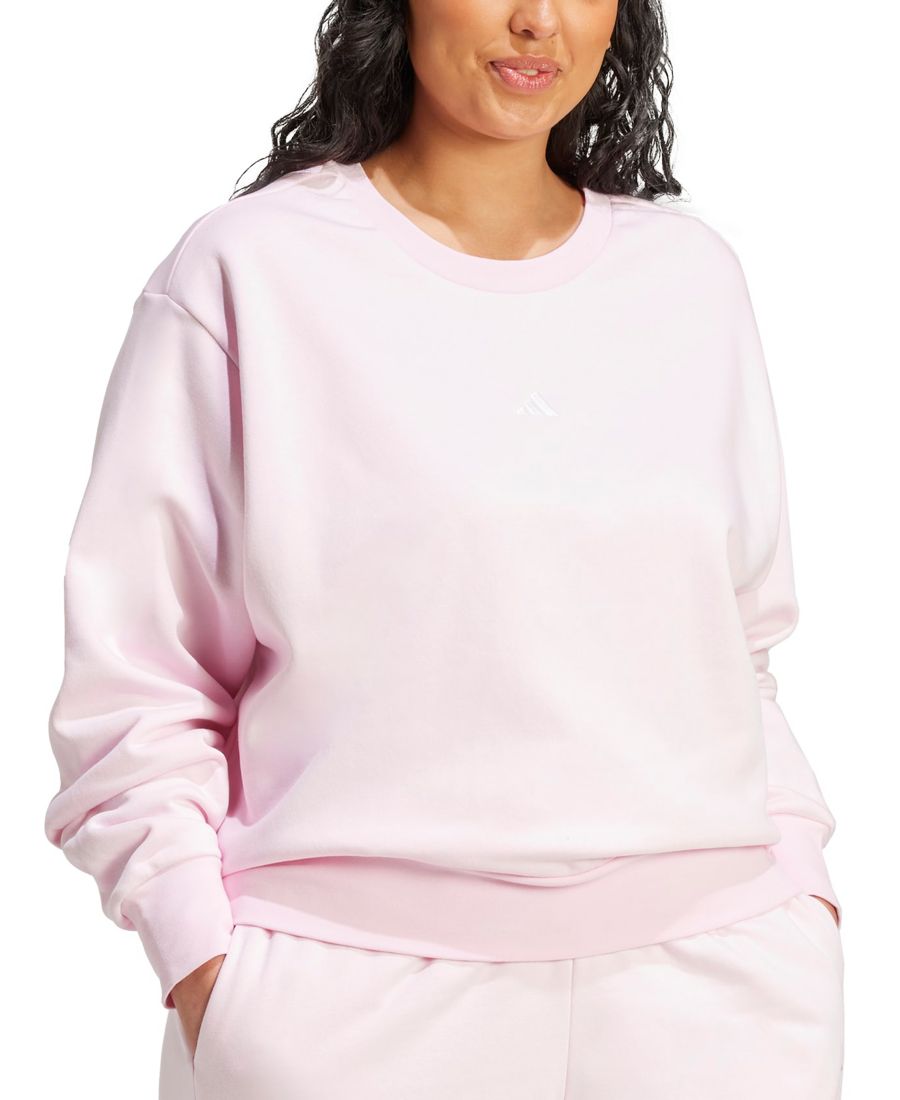 Толстовка из флиса больших размеров с маленьким логотипом Adidas, Brght Pink — фото 2