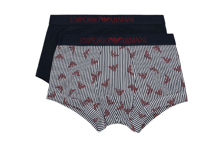 

Мужские боксеры EMPORIO ARMANI, 2 Pack (Dark Blue+Black White Stripes)