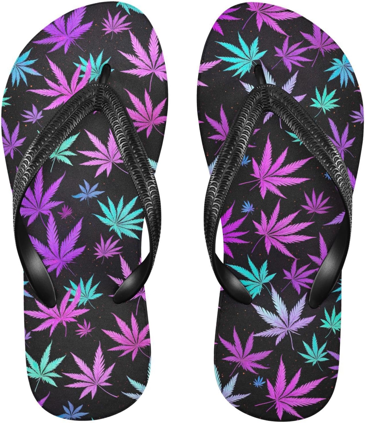 

Черно-фиолетовые шлепанцы с листьями Sinestour