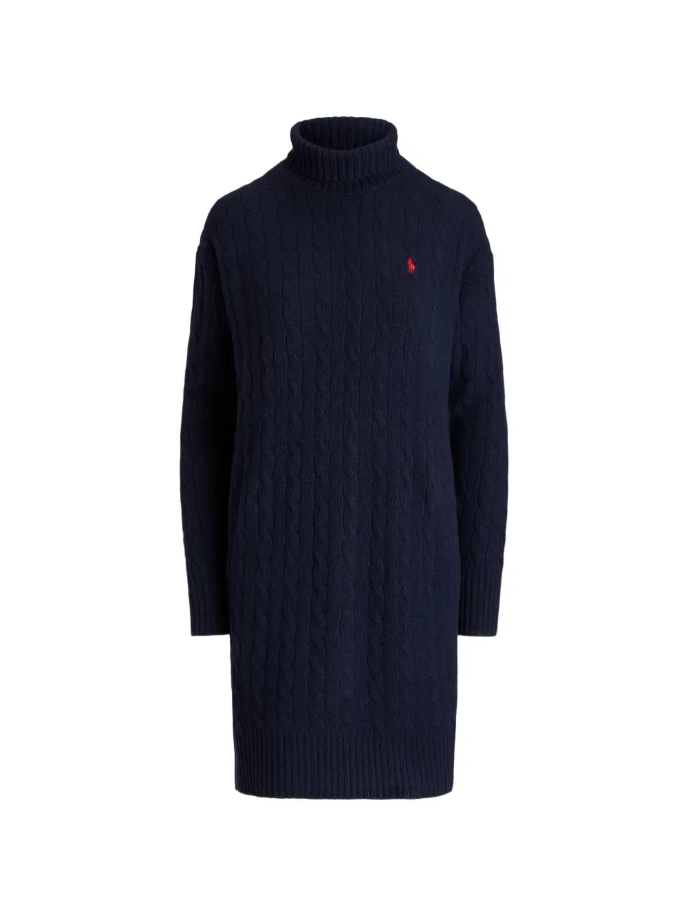 Платье-миди с высоким воротником и косами Polo Ralph Lauren, синий