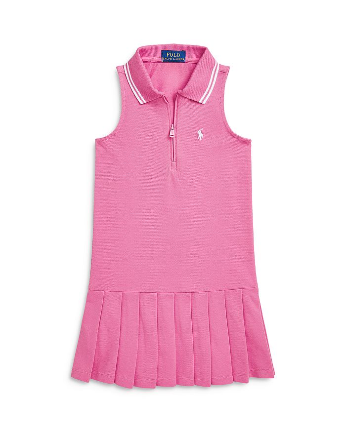 

Платье-поло из эластичной сетки с плиссировкой для девочек - Little Kid Ralph Lauren, розовый