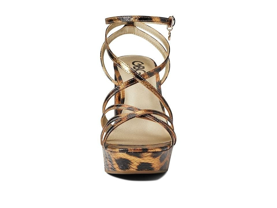 GBG Los Angeles Quinen Sandal Women's  Gold Leopard Block Heel JOBB1340 — фото 3