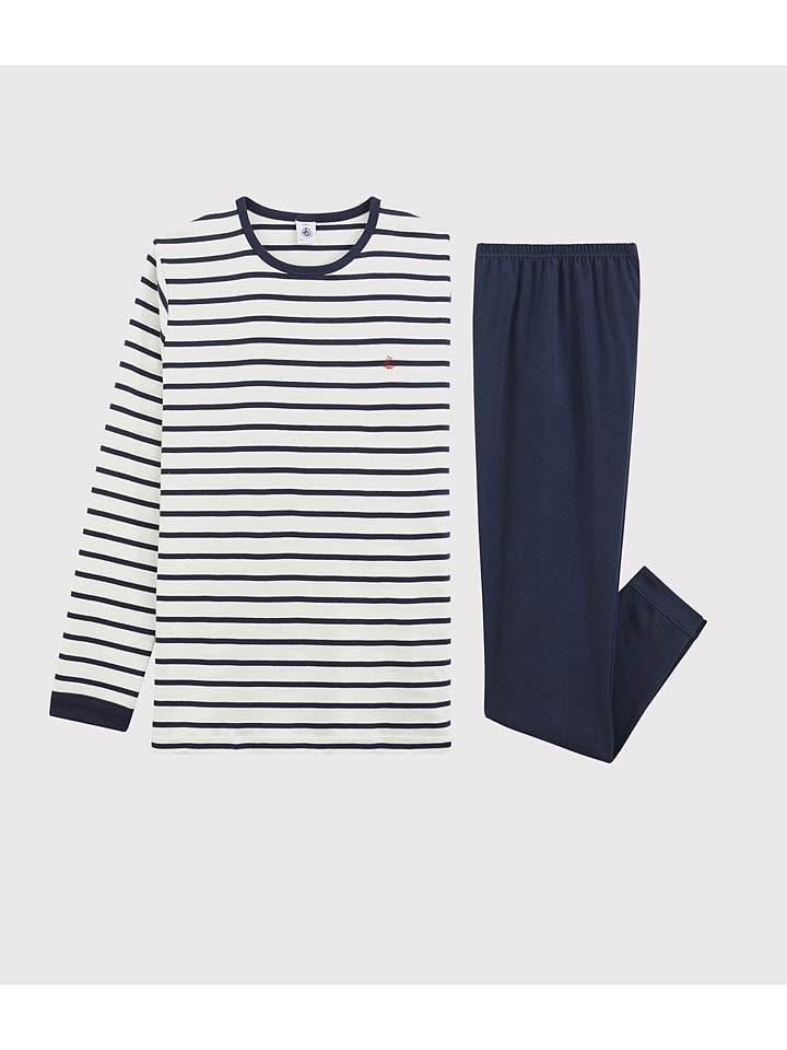 PETIT BATEAU Пижама темно-синего/кремового цвета — фото 2