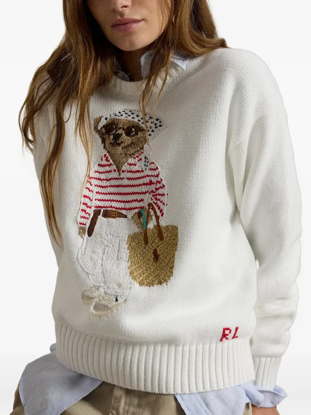 Свитер Polo с деталями в виде медведя Polo Ralph Lauren, белый — фото 4