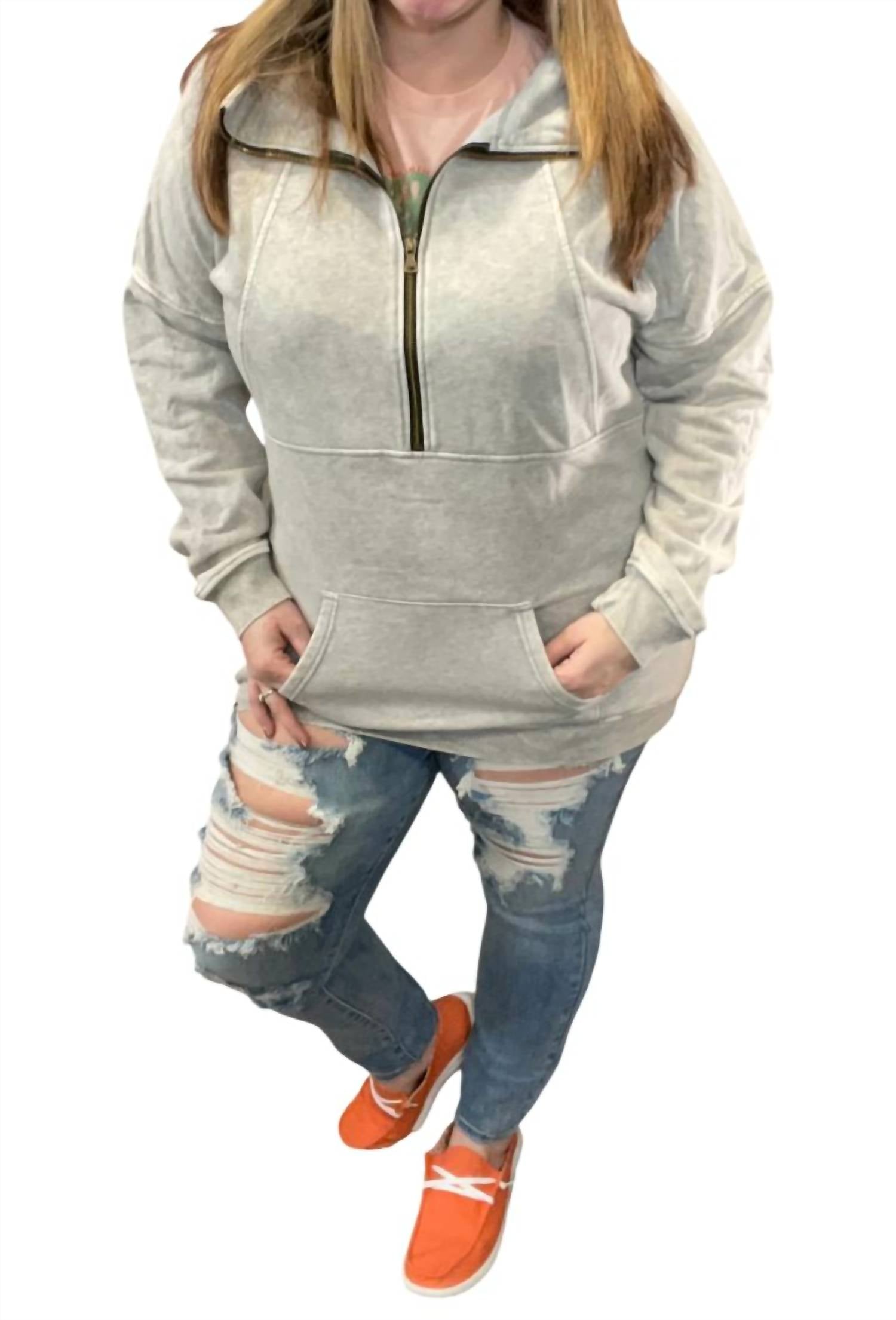 

Застежка-молния до середины груди, винтажный оттенок Michelle Mae, vintage wash