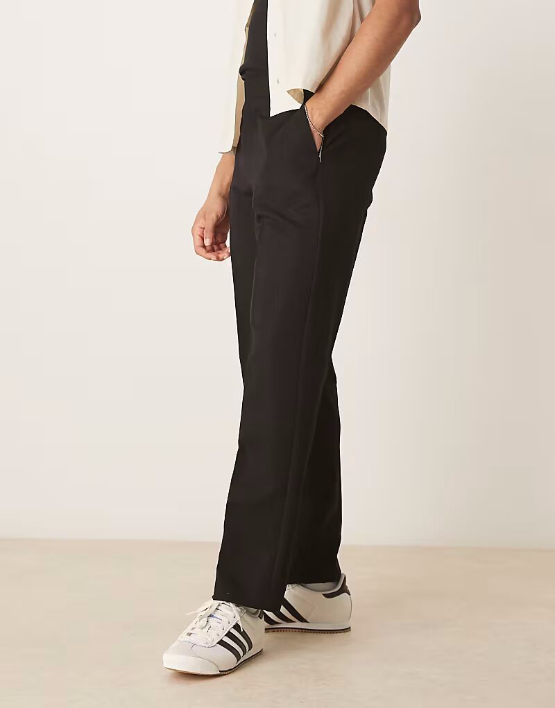 

Строгие брюки прямого кроя ASOS DESIGN черного цвета с эластичной талией