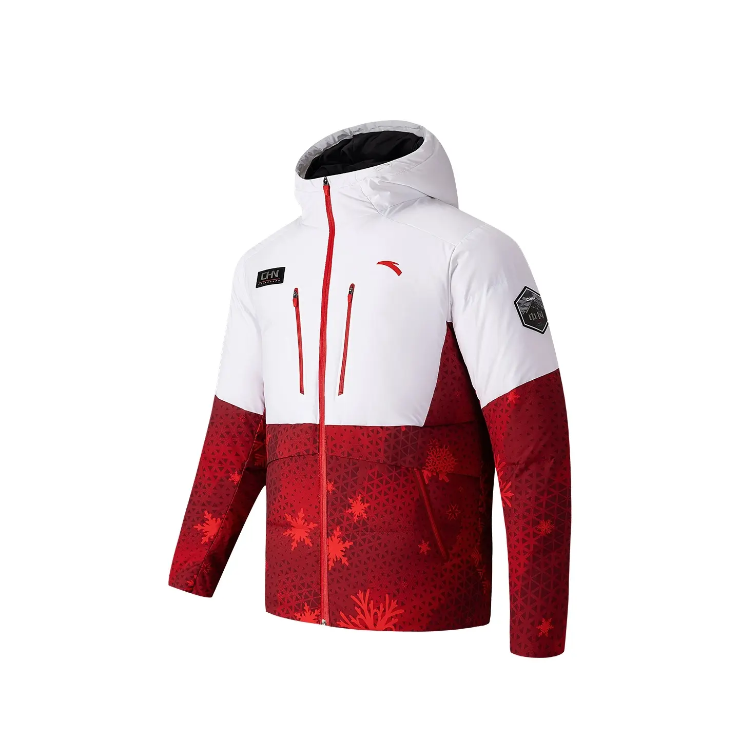 

Anta Мужская пуховая куртка с капюшоном, цвет «Снежинка», белый/с принтом по всей поверхности, утепленная