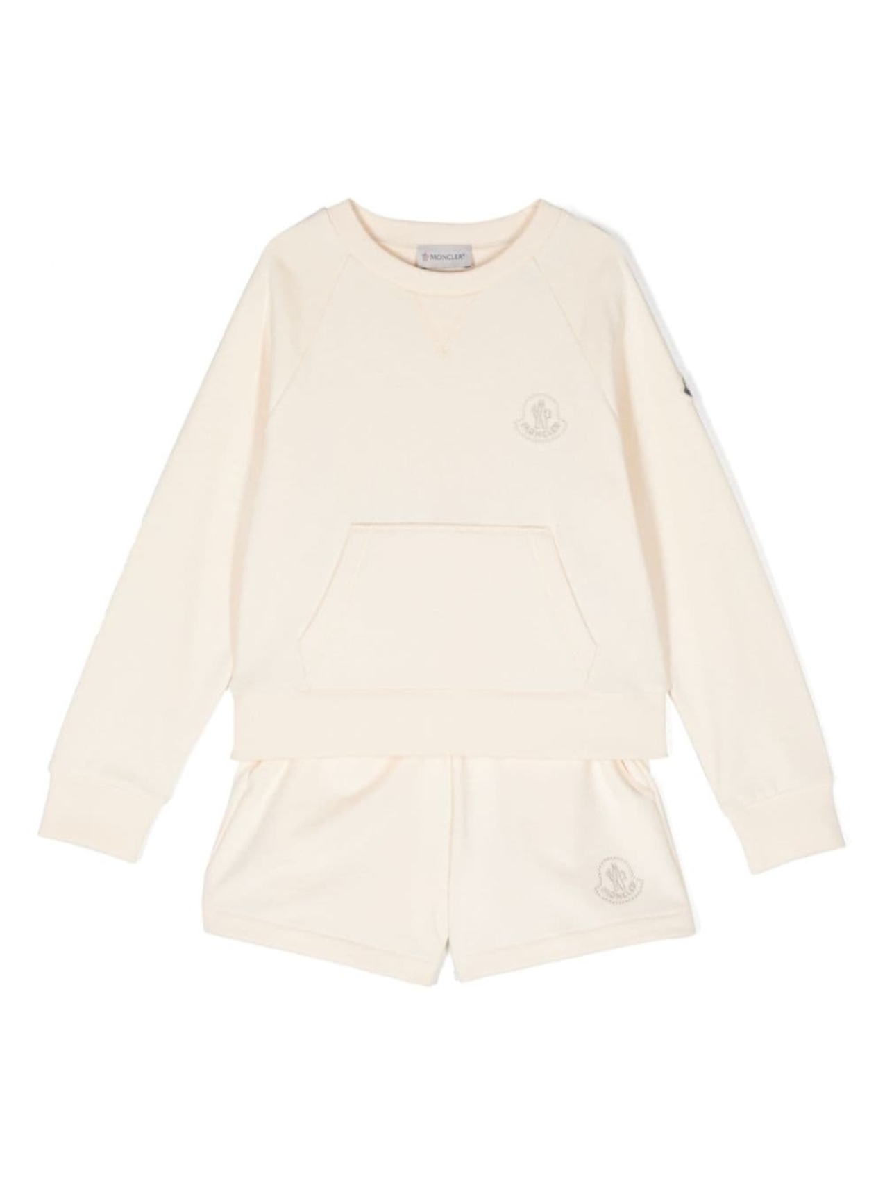 

Moncler Enfant комплект из шортов и футболки с вышитым логотипом, нейтральный цвет