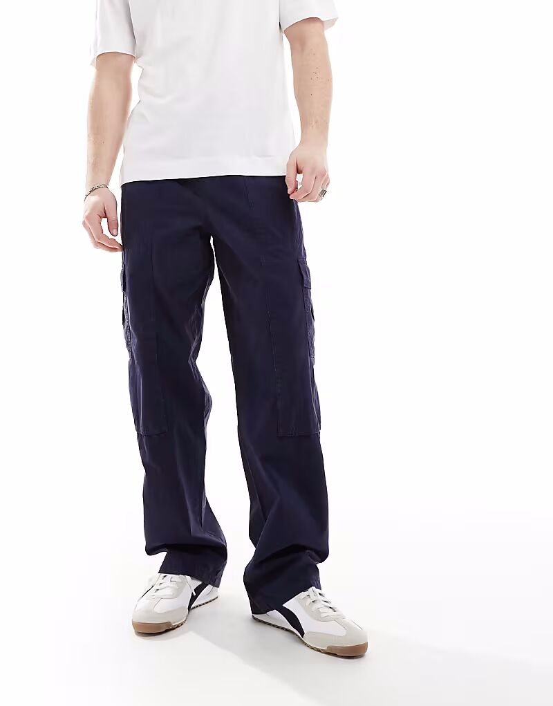 

Широкие брюки-карго ASOS DESIGN темно-синего цвета