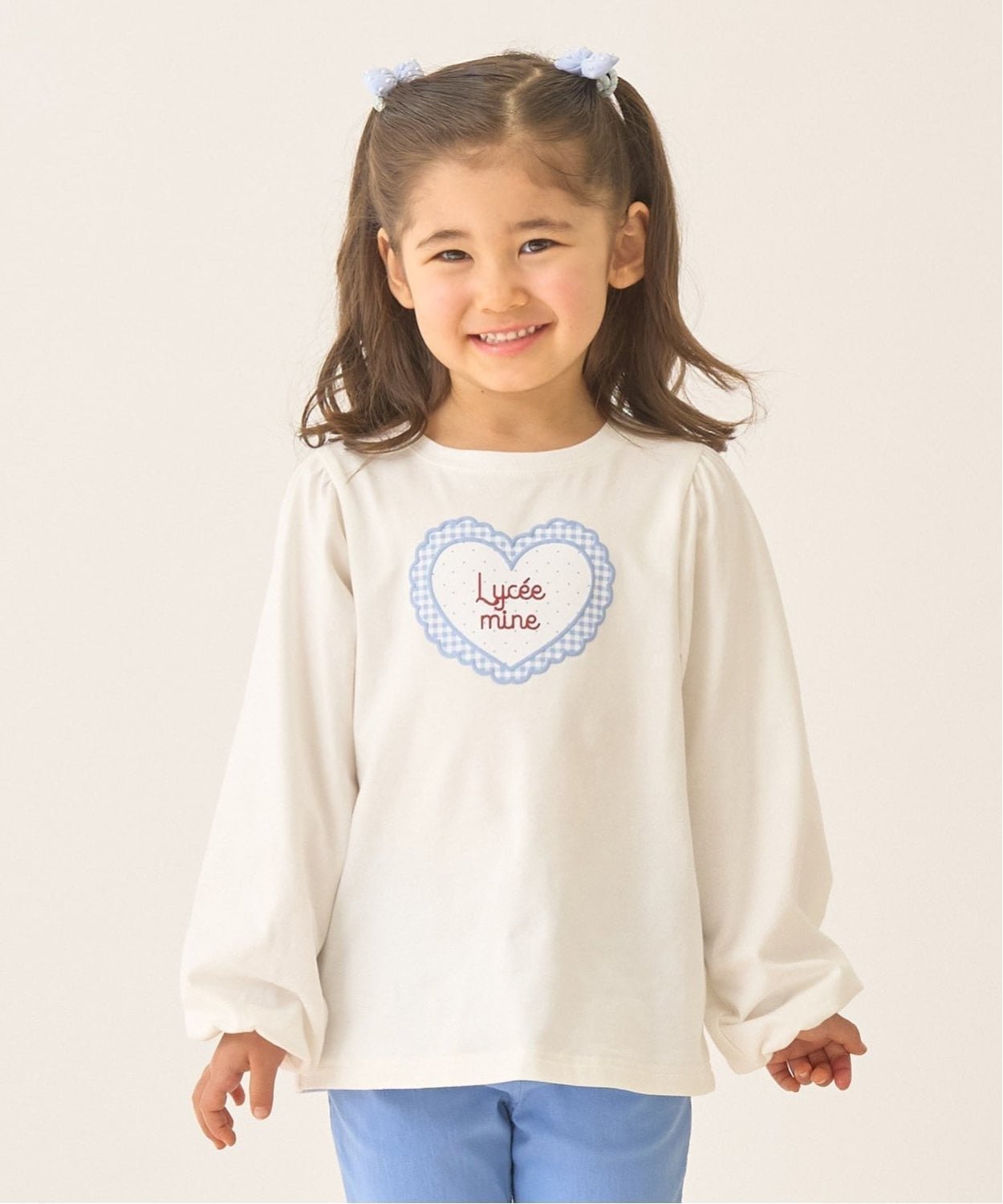 Быстросохнущая, устойчивая к УФ-излучению и сохраняющая форму Футболка с пышными рукавами и принтом в виде сердечек Серия «Балет» от Lycee mine, Off white