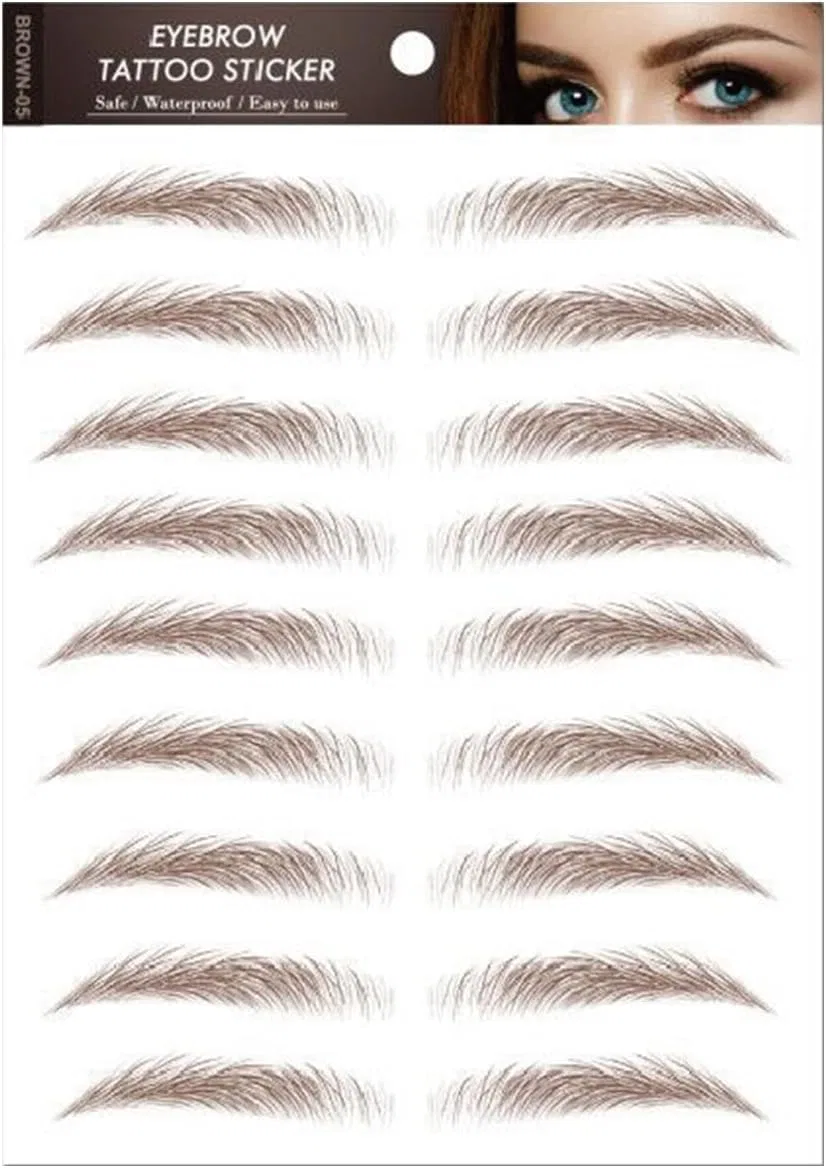 Наклейки для бровей Fake Eyebrow Tattoo, 40 шт, коричневые