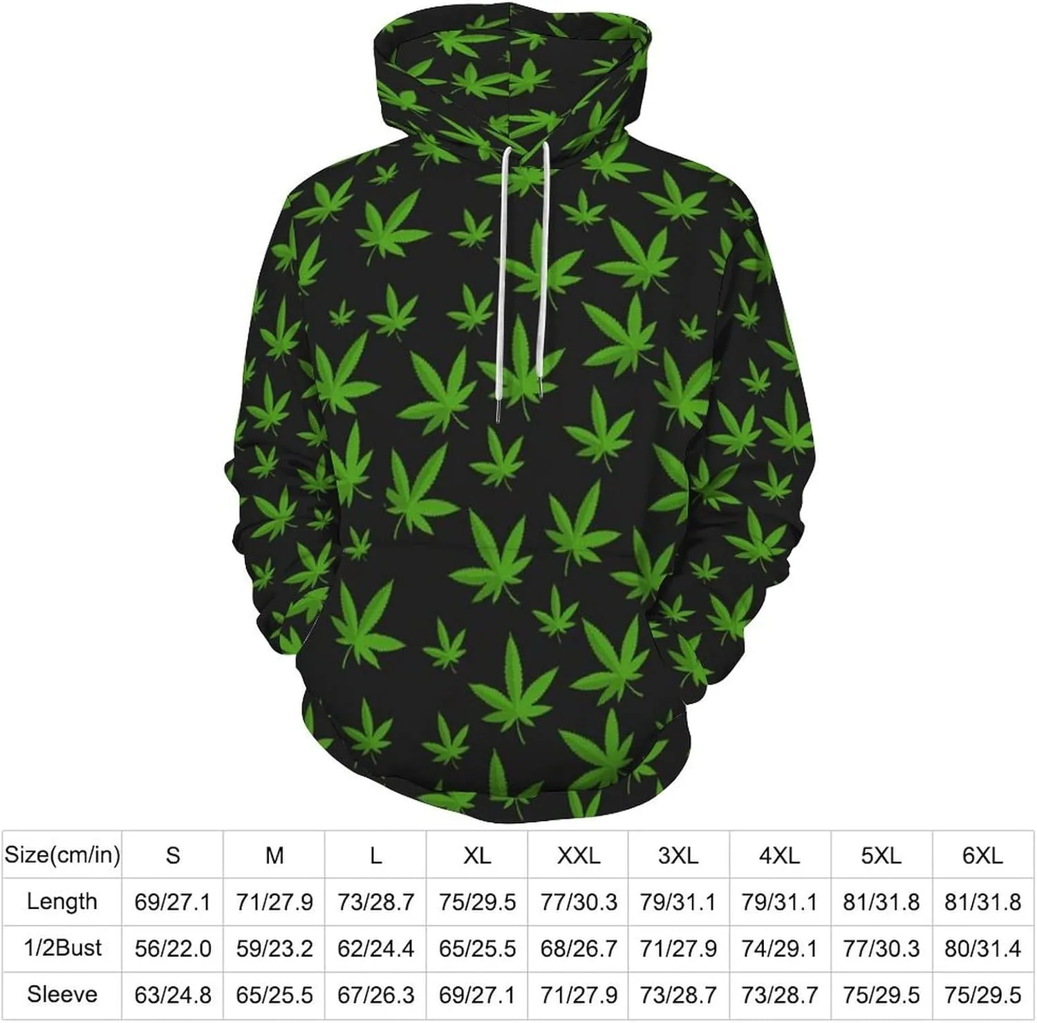 Толстовка с капюшоном Weed Leaf Yellow Hoodie для женщин и мужчин, модный пуловер, дышащая, с капюшоном, влагоотводящая, мягкая Generic, зеленый — фото 2