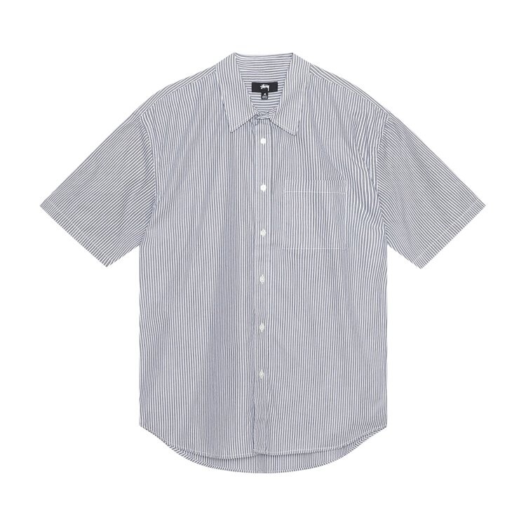 

Рубашка Stussy 8 Ball Stripe Boxy Short-Sleeve Shirt, темно-синий