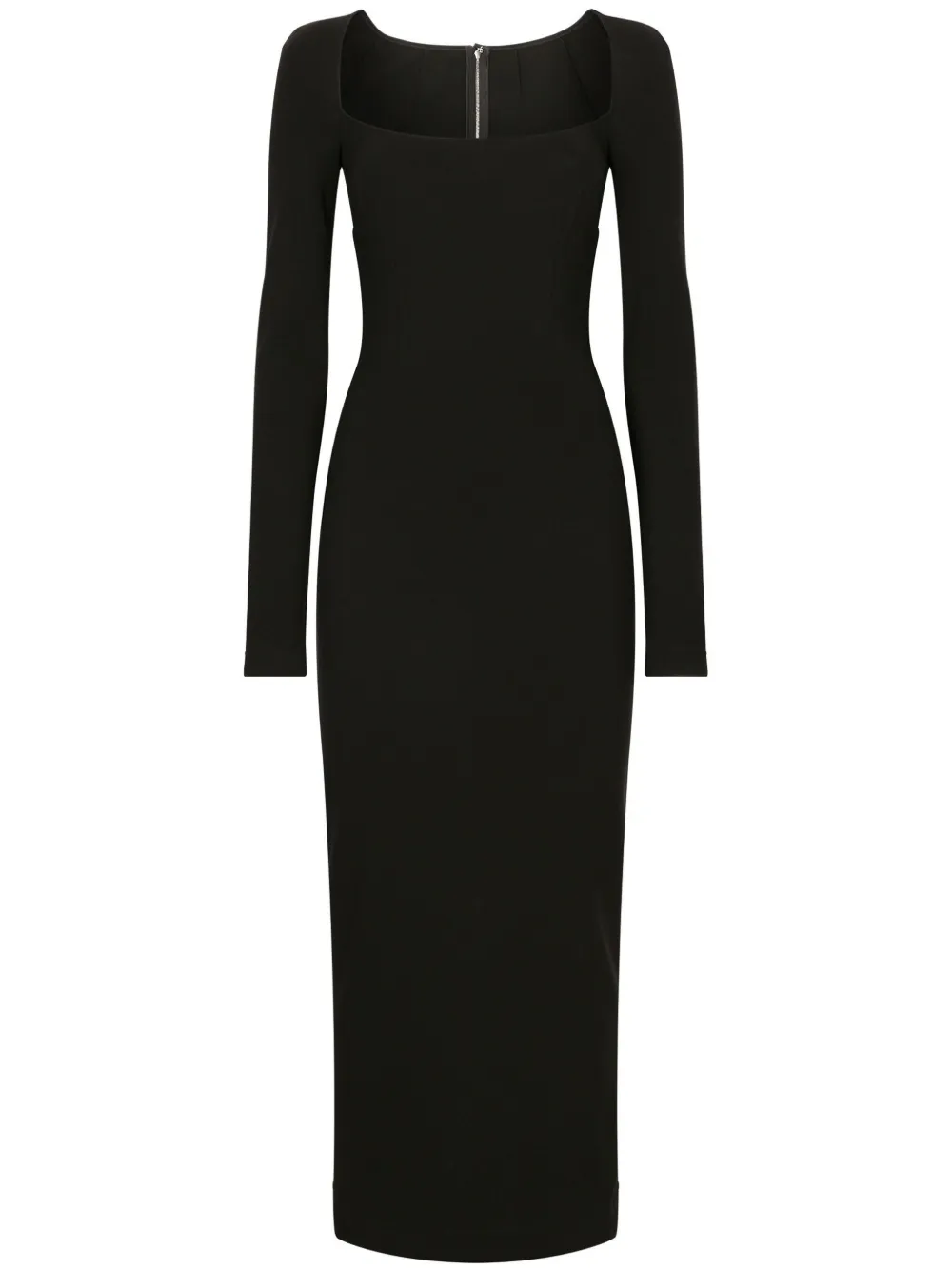 

Платье миди с квадратным вырезом и длинными рукавами DOLCE & GABBANA, черный