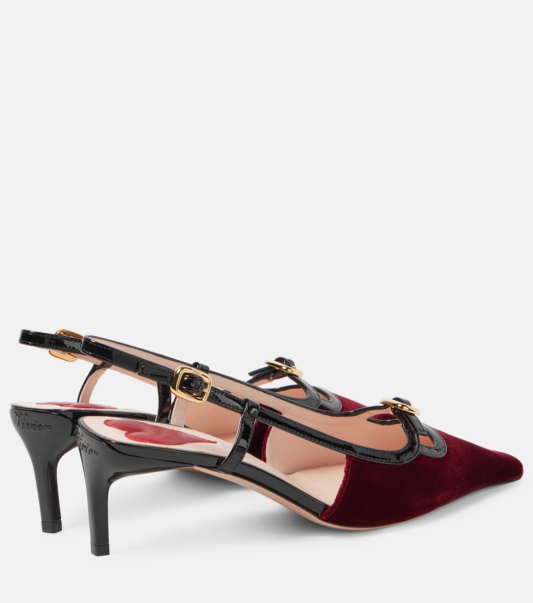 Бархатные туфли Viv' Canard 55 с открытой пяткой Roger Vivier, бордовый — фото 2