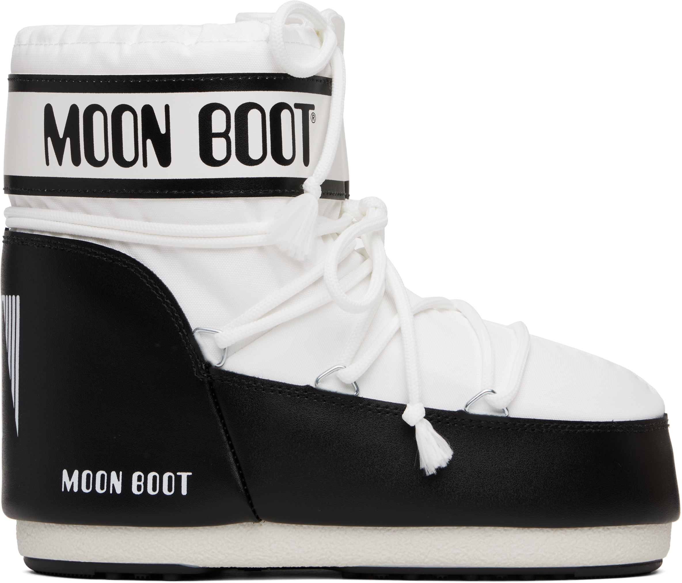 

Бело-черные нейлоновые сапоги Icon Low Moon Boot