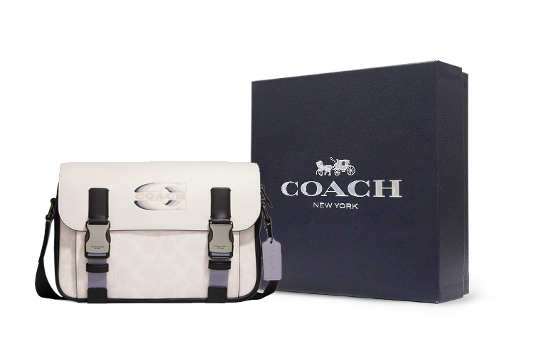 

COACH Кожаная курьерская сумка через плечо унисекс белого цвета