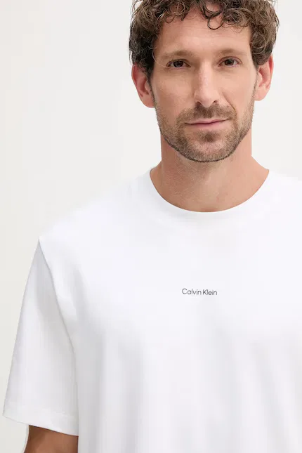 Футболка хлопковая с эластаном Calvin Klein, белый — фото 3