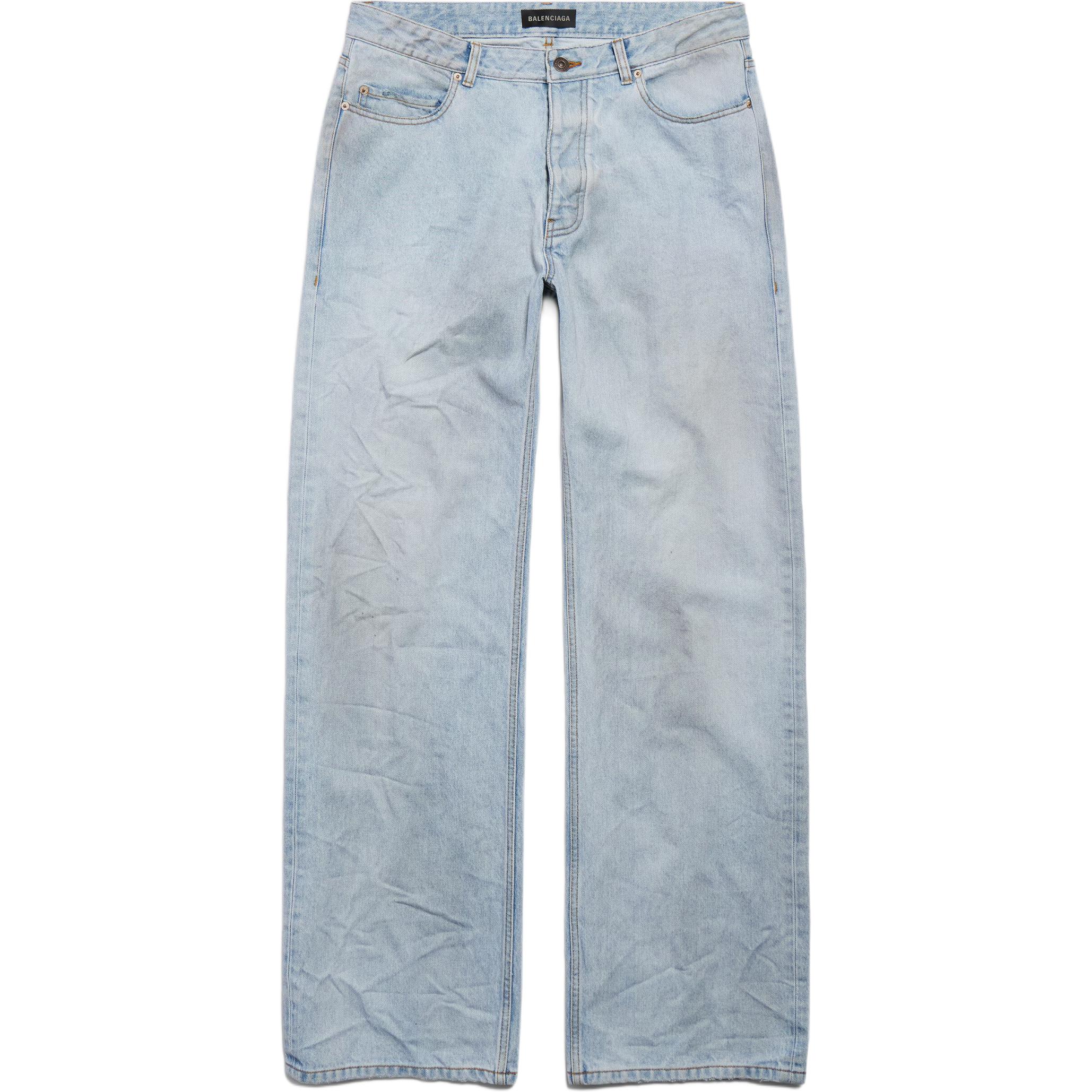 

Потертые джинсы свободного кроя Balenciaga, светлый синий