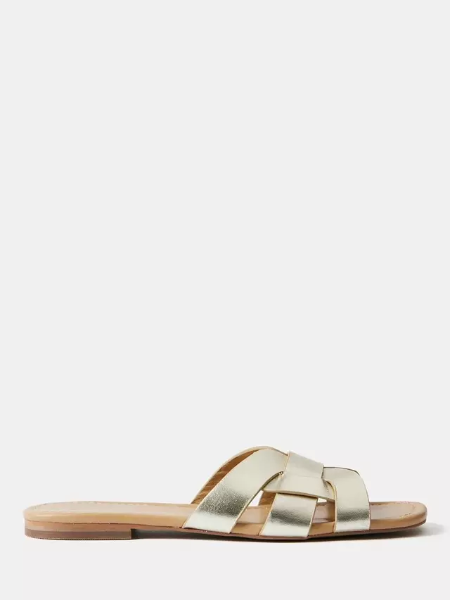 

Сандалии Mint Velvet Woven Flat, цвет gold/gold