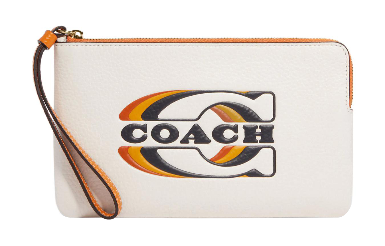 

COACH Кожаная клатч-кошелек с угловой молнией на запястье большого размера женский мел белый