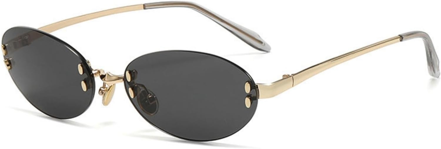 

Солнцезащитные очки Willochra без оправы, милые, в стиле ретро, ​​овальные, для женщин и мужчин, в стиле Y2K 90-х, маленькие, симпатичные, в круглой металлической оправе, C1