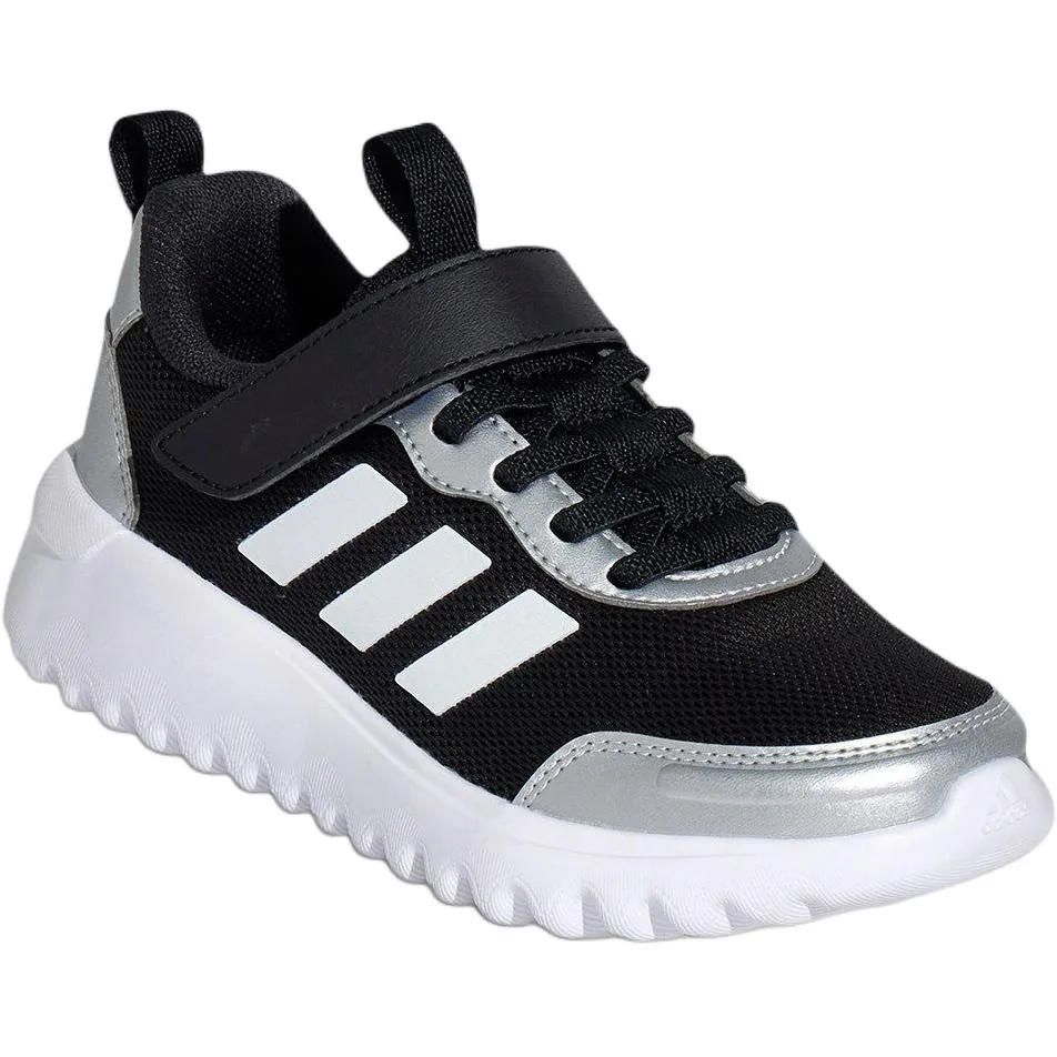 Adidas Детские повседневные кеды из ткани низкие черно-бело-серебристые — фото 4