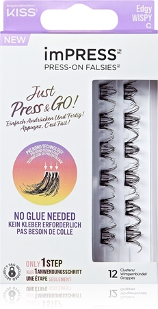 

Пучки ресниц без узлов KISS imPRESS Just Press & GO !, Edgy Whispy C 12 szt.