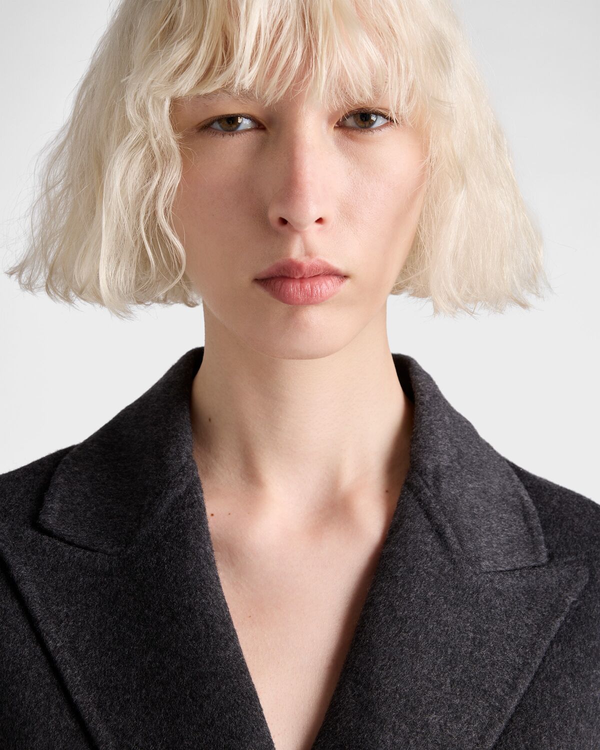 Двубортное пальто из двойного кашвула Prada, серый — фото 4