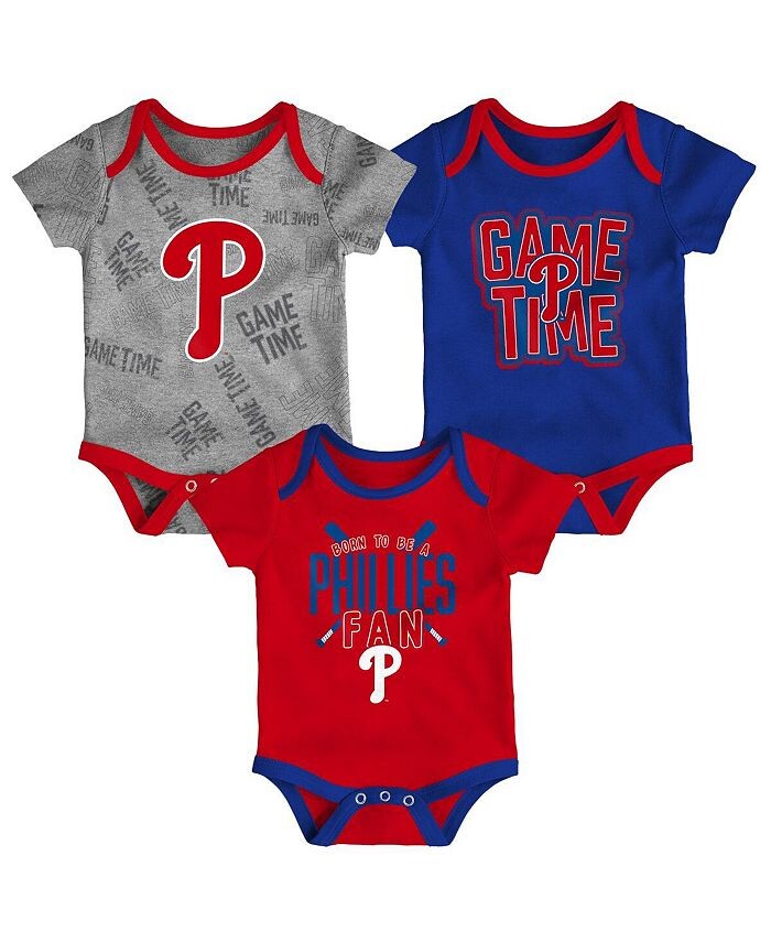 

Комплект боди из трех частей Game Time для новорожденных Philadelphia Phillies Red, Royal, Heathered Grey для мальчиков и девочек Outerstuff, мультиколор