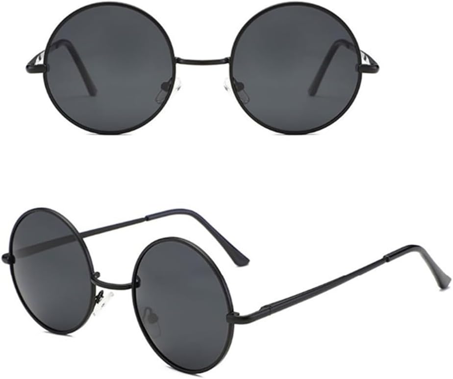 

Поляризованные круглые металлические солнцезащитные очки, повседневные солнцезащитные очки для женщин в стиле ретро с защитой от УФ-излучения UV400, мужские черные солнцезащитные очки, m34751 generic, 1 Black Grey