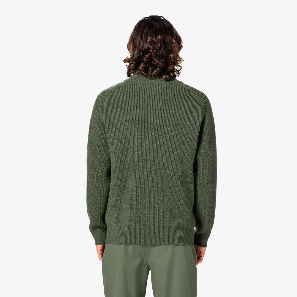 Мужской вязаный кардиган на молнии Ribbed Full Zip-Up, хаки, от Lacoste — фото 3