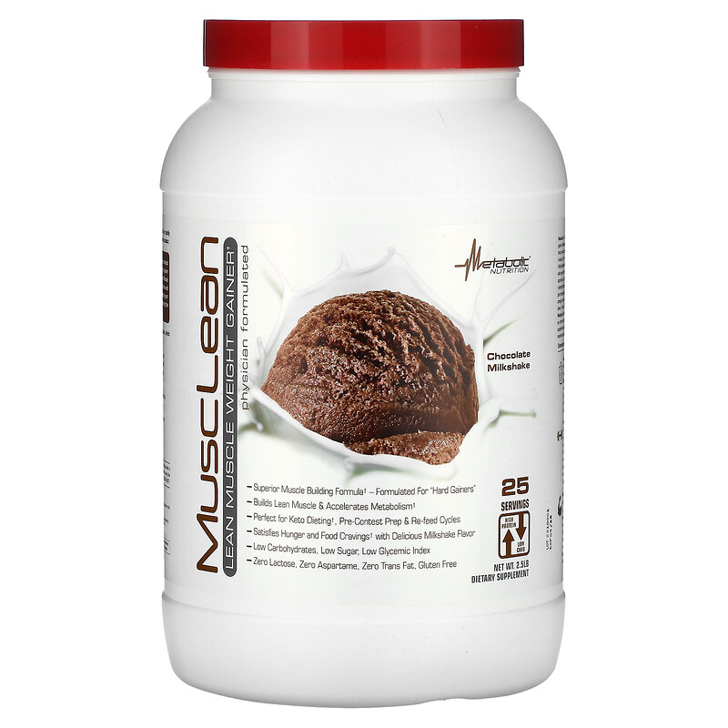 

Metabolic Nutrition, MuscLean, средство для набора мышечной массы, шоколадный молочный коктейль, 2,5 фунта