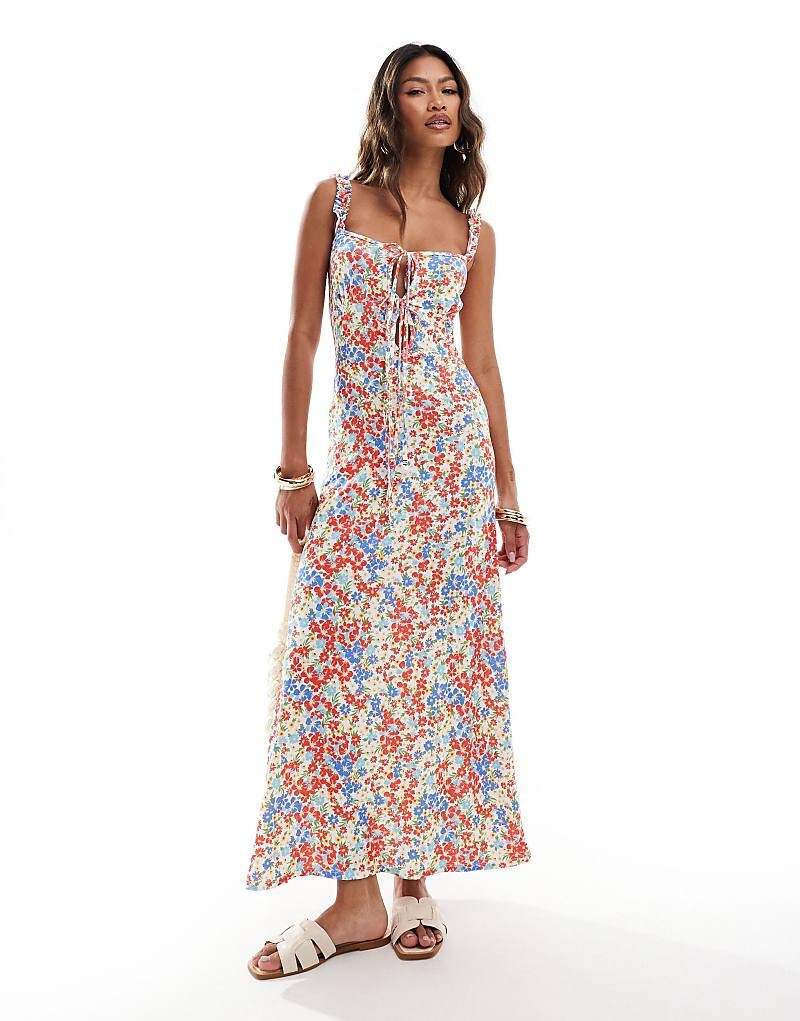 

ASOS DESIGN – Платье миди на бретелях с оборками в мелкий цветочный узор 3r