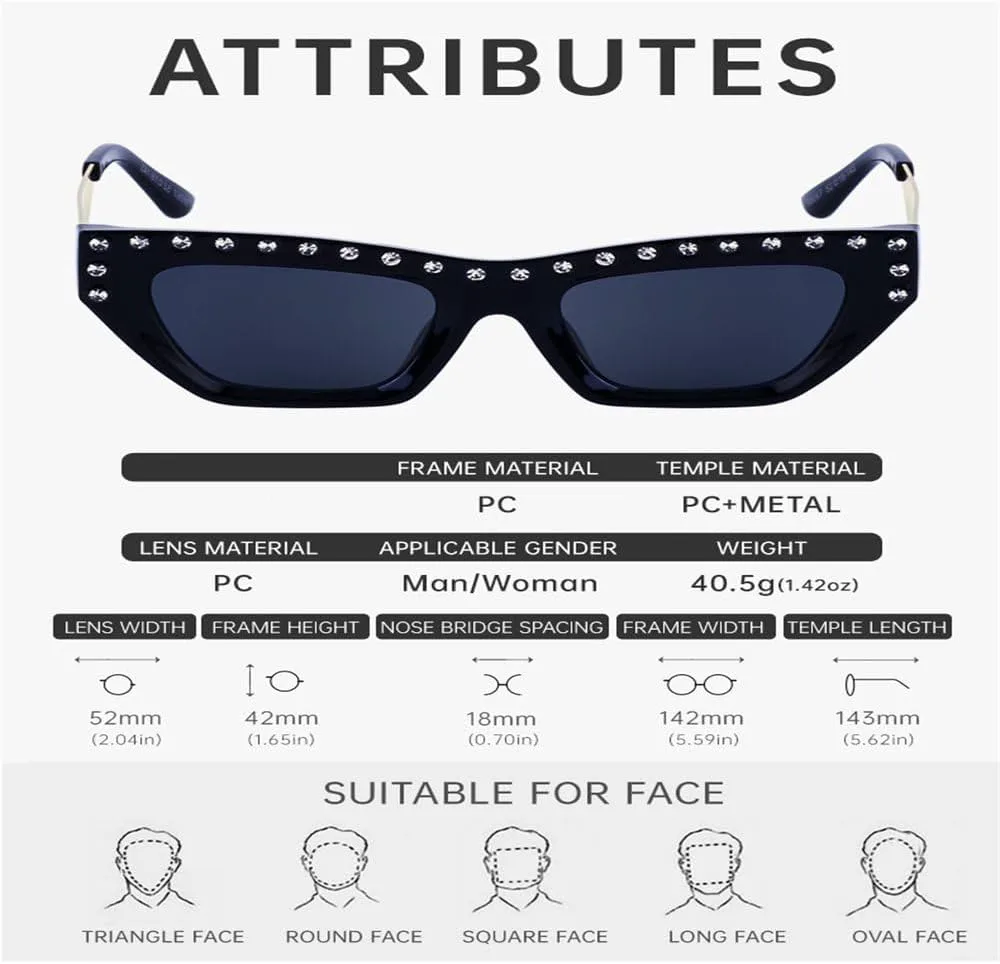 

Солнцезащитные очки «кошачий глаз» прямоугольной формы для женщин, стильные, со стразами, в маленькой оправе, классические очки для женщин KTUCN, C2silverblack