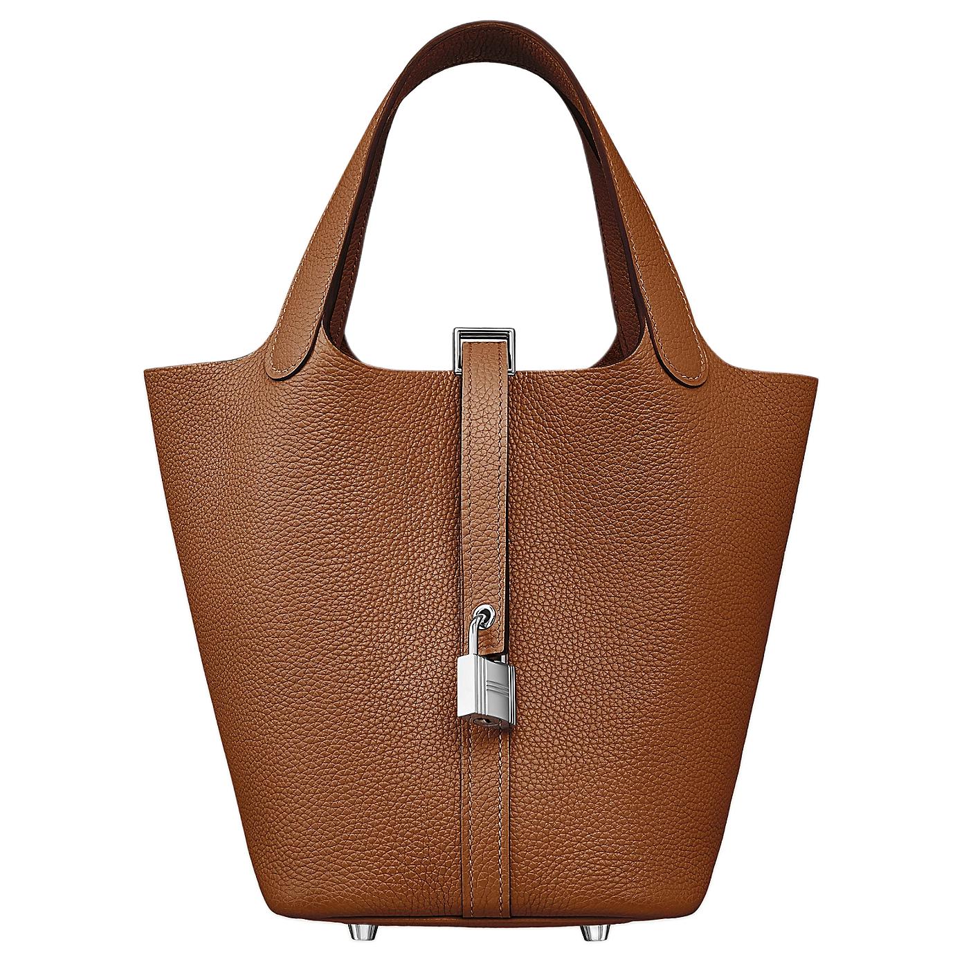 

Сумка-корзинка из кожи Taurillon Maurice Bullock Regular 37 Gold Gold Brown HERMES