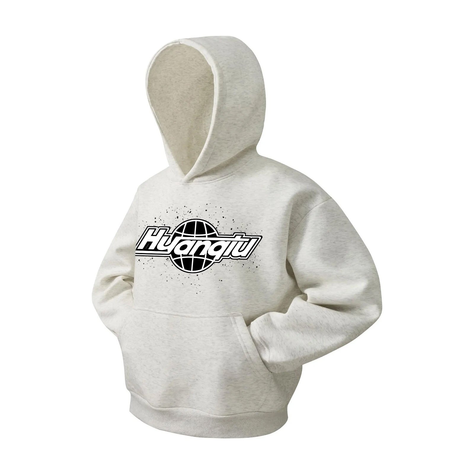 

Толстовка Unisex Hooded Moderate Regular HUANQIU, белый heather серый