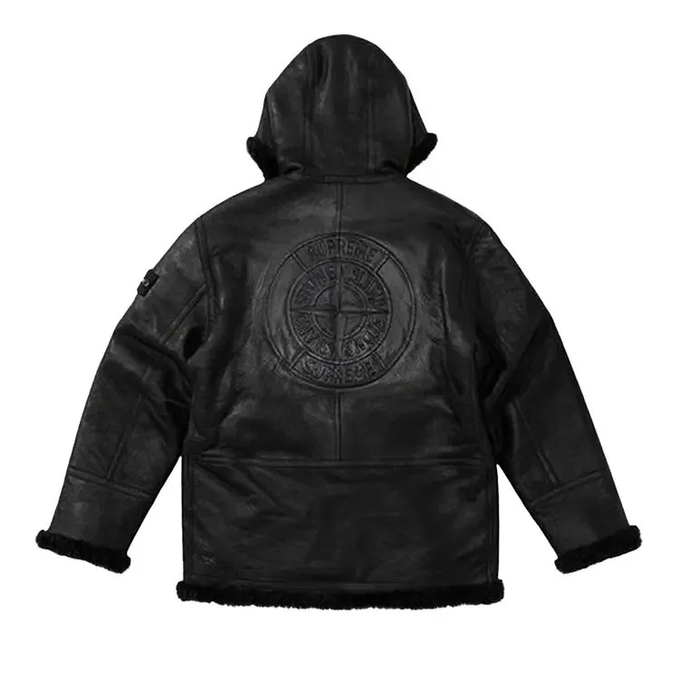 Куртка с капюшоном и ручной росписью Supreme x Stone Island, черный — фото 2