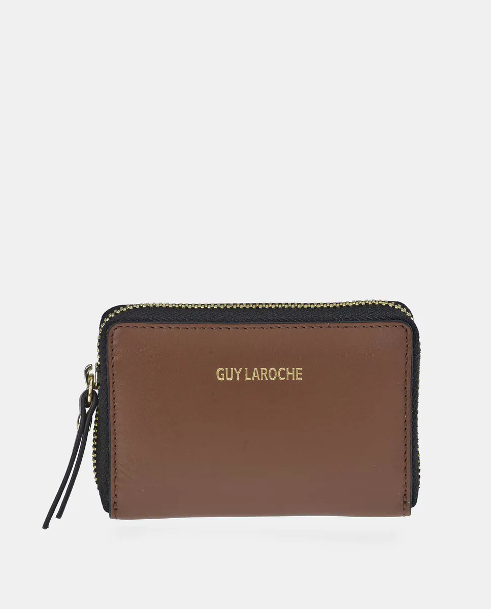 

Маленький женский кожаный кошелек на молнии Guy Laroche, светло-коричневый