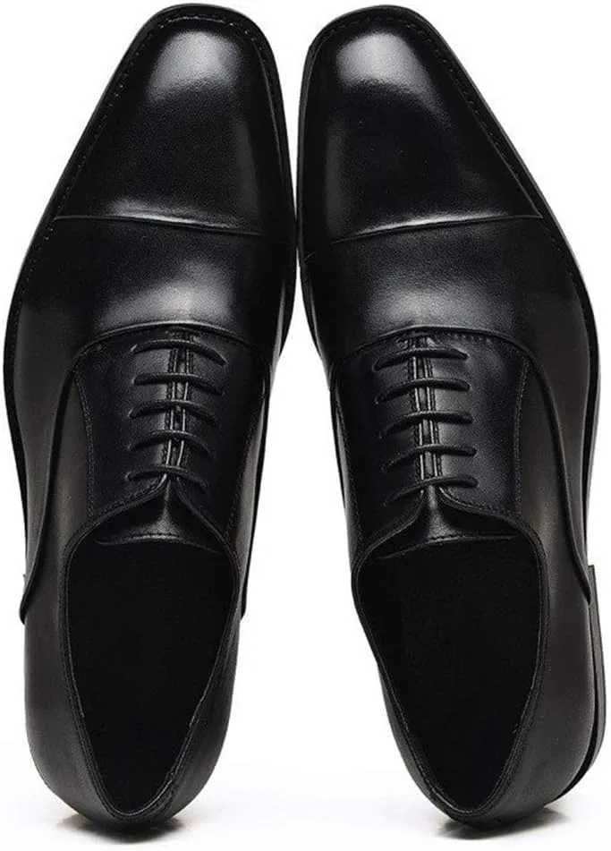 Туфли Kleid Oxford Formale Schuhe für Männer Schnürmütze Zehen Leder Gummi Sole Non Slip Low Top Anti-Slip Classic Classic Generic, Schwarz — фото 3