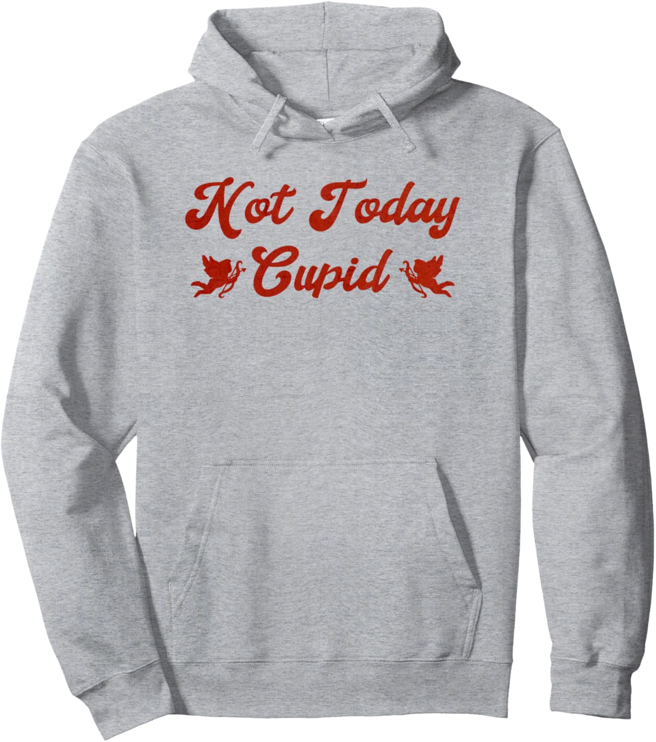 

Худи Not Today Cupid Red Cursive Text Red Cupid Icons, серое Trendy Apparel