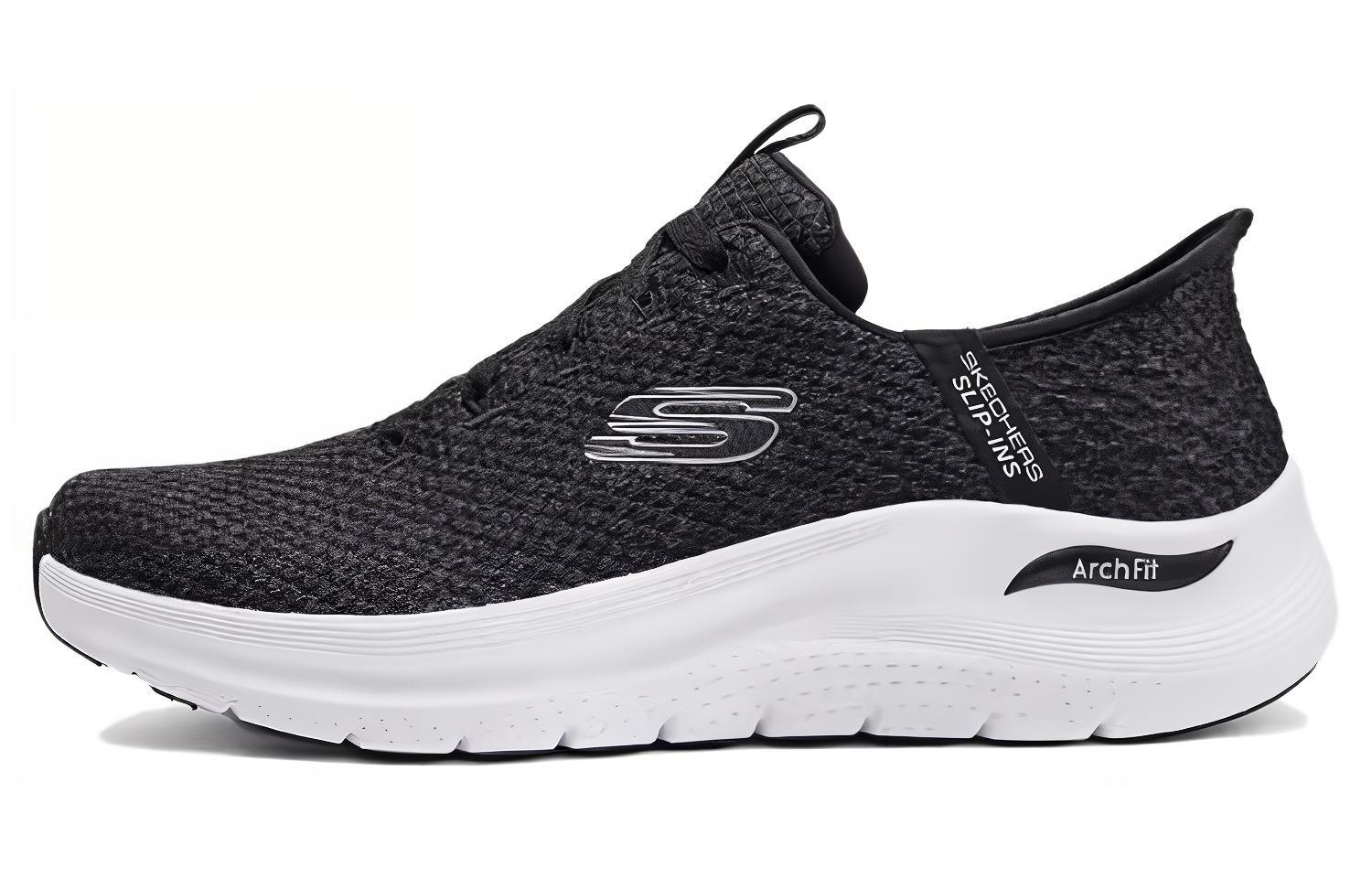 

Skechers Низкие беговые кроссовки мужские черно-белые, цвет Black White
