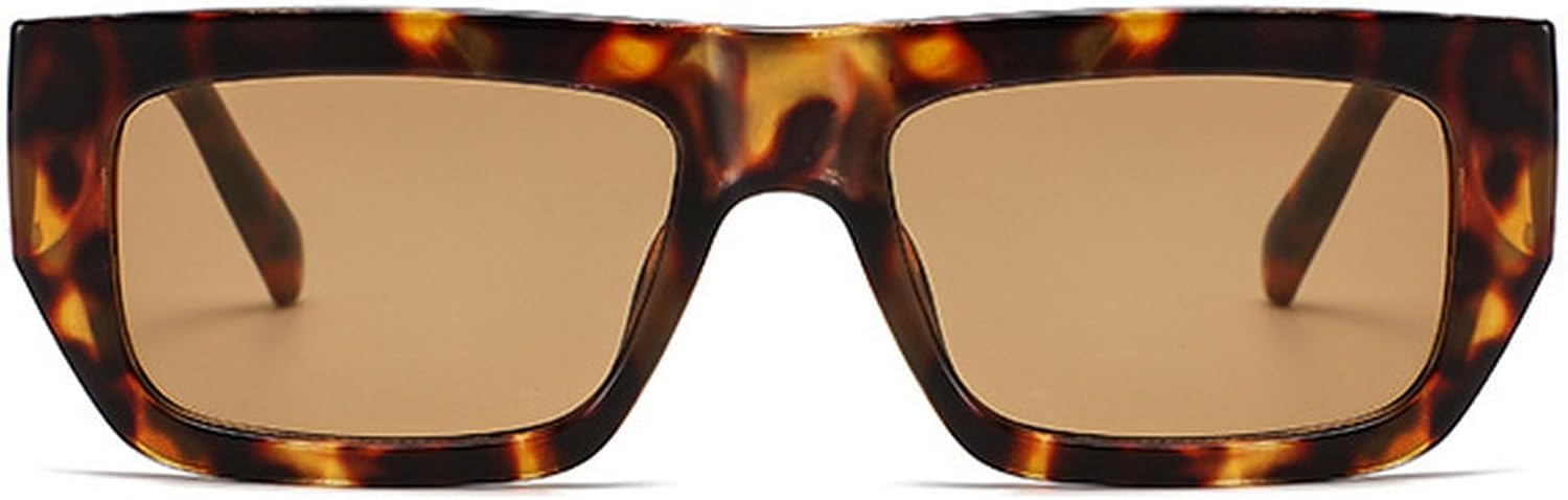 

Модные прямоугольные солнцезащитные очки для женщин, ретро-очки в стиле 90-х, квадратные солнцезащитные очки для мужчин, защита от УФ-излучения UV400 mincl, Leopard Brown